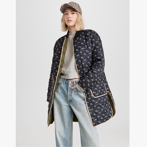 THE GREAT. Jackets & Blazers - The Great. Reversible Down Treeline Puffer black green floral M